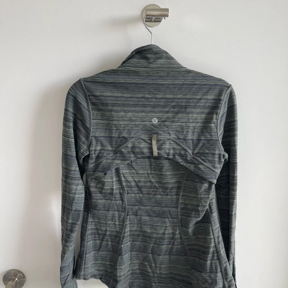 Lululemon Define Striped Green Gray Zip-Up Jacket